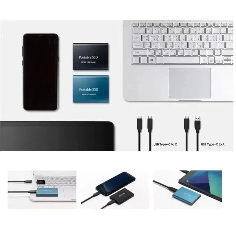 قرص صلب خارجي محمول USB C بسعة 512 جيجابايت للتخزين السريع
