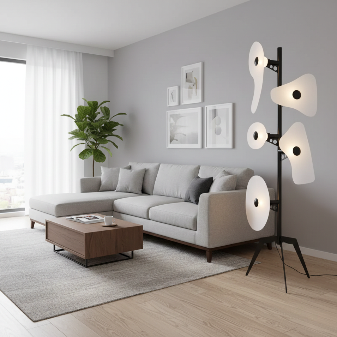 Barevně měnící LED stojací lampa pro moderní obytné prostory | Rosalyssa
