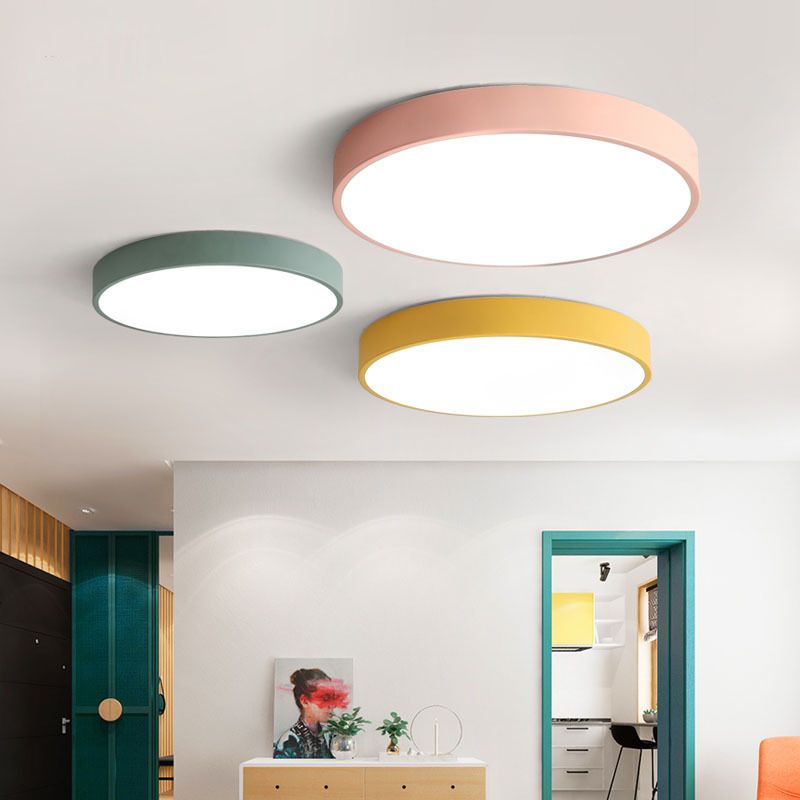 Nova Pink And Gray Round Ceiling Fixture For Living Room With LED