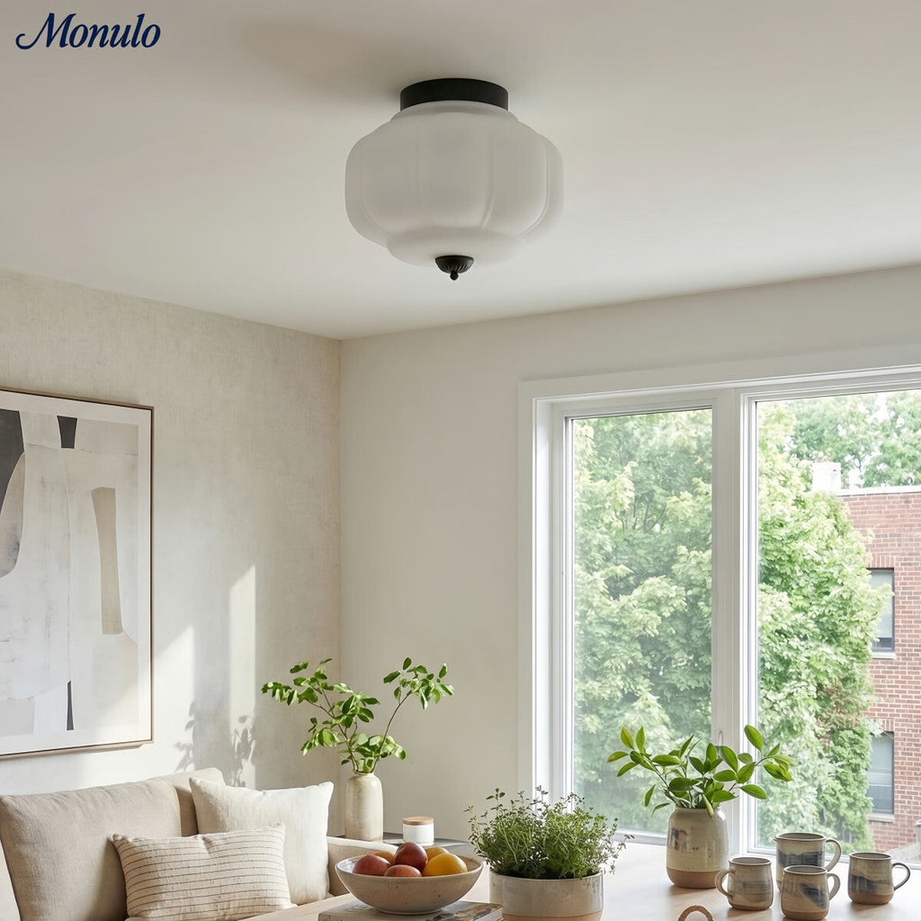 Stropní svítidlo Milk Glass s skleněným stínidlem, moderní přisazené, skandinávský styl
