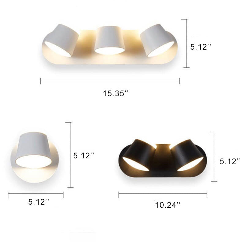 Lampa ścienna LED Aurora z obrotowym cylindrycznym kloszem i opcjami 1/2/3 płomieni