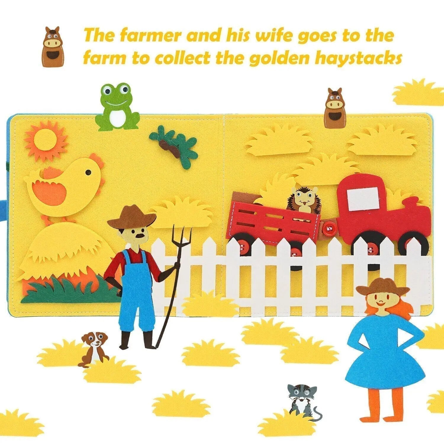 LumaNest Farm Life Felt Quiet Book For Babies With Fruit And Animals