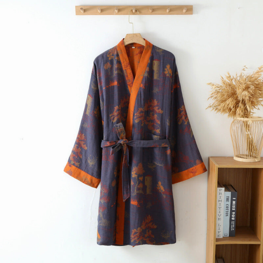 Lumenvale rustikální kimono župan z čisté bavlněné látky
