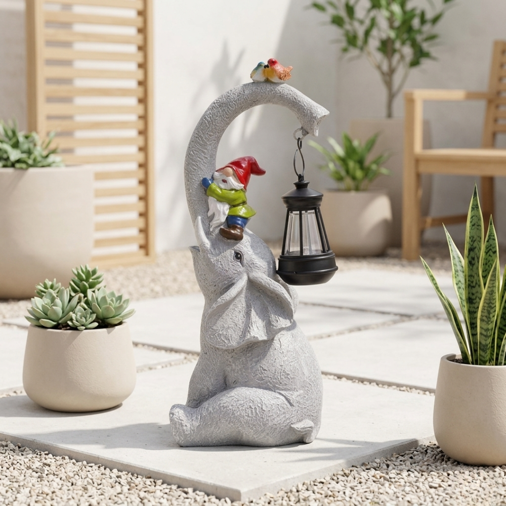 Lanterna da Giardino a Energia Solare a Forma di Elefante per Spazi Esterni | Rosalyssa