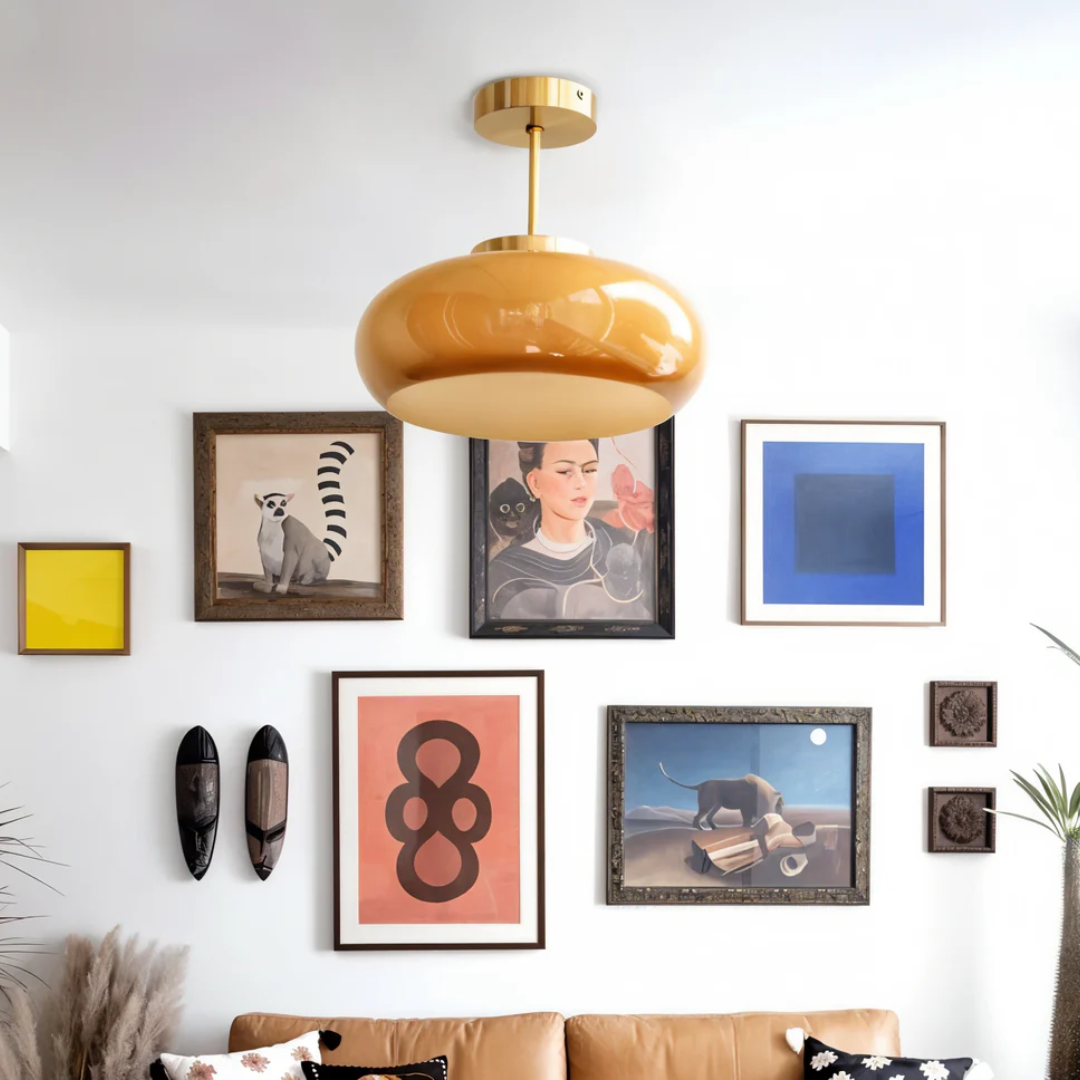 Glass Ceiling Lamp Vintage Round, LED 12W For Modern Minimalist Interiors