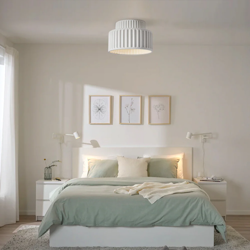 Vesper Ribbed Vintage Semi Flush Ceiling Light For Low Ceilings