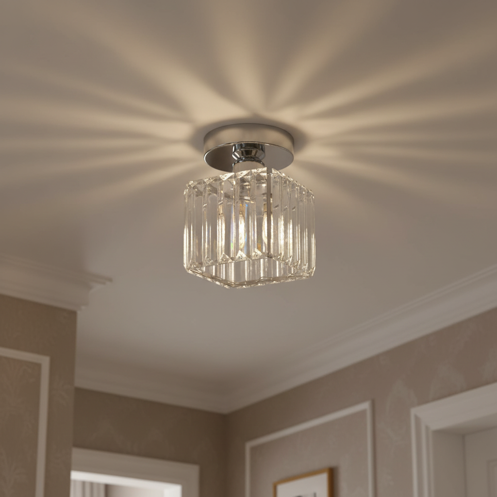 Crystal Ceiling Light E27, Surface Mounted, Modern Hall and Living Room