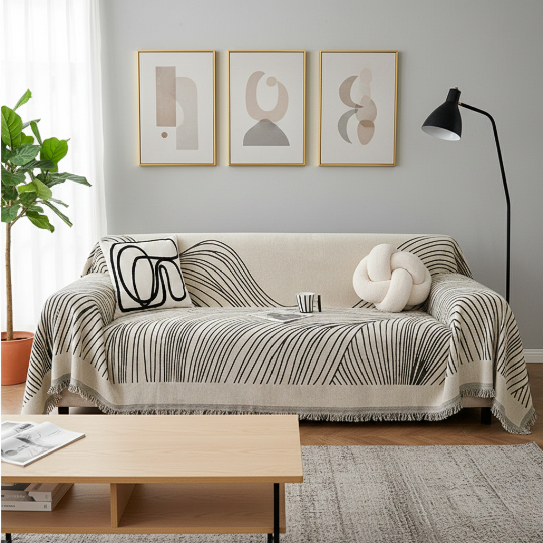 Housse de canapé jacquard réversible pour les espaces de vie quotidiens | Rosalyssa