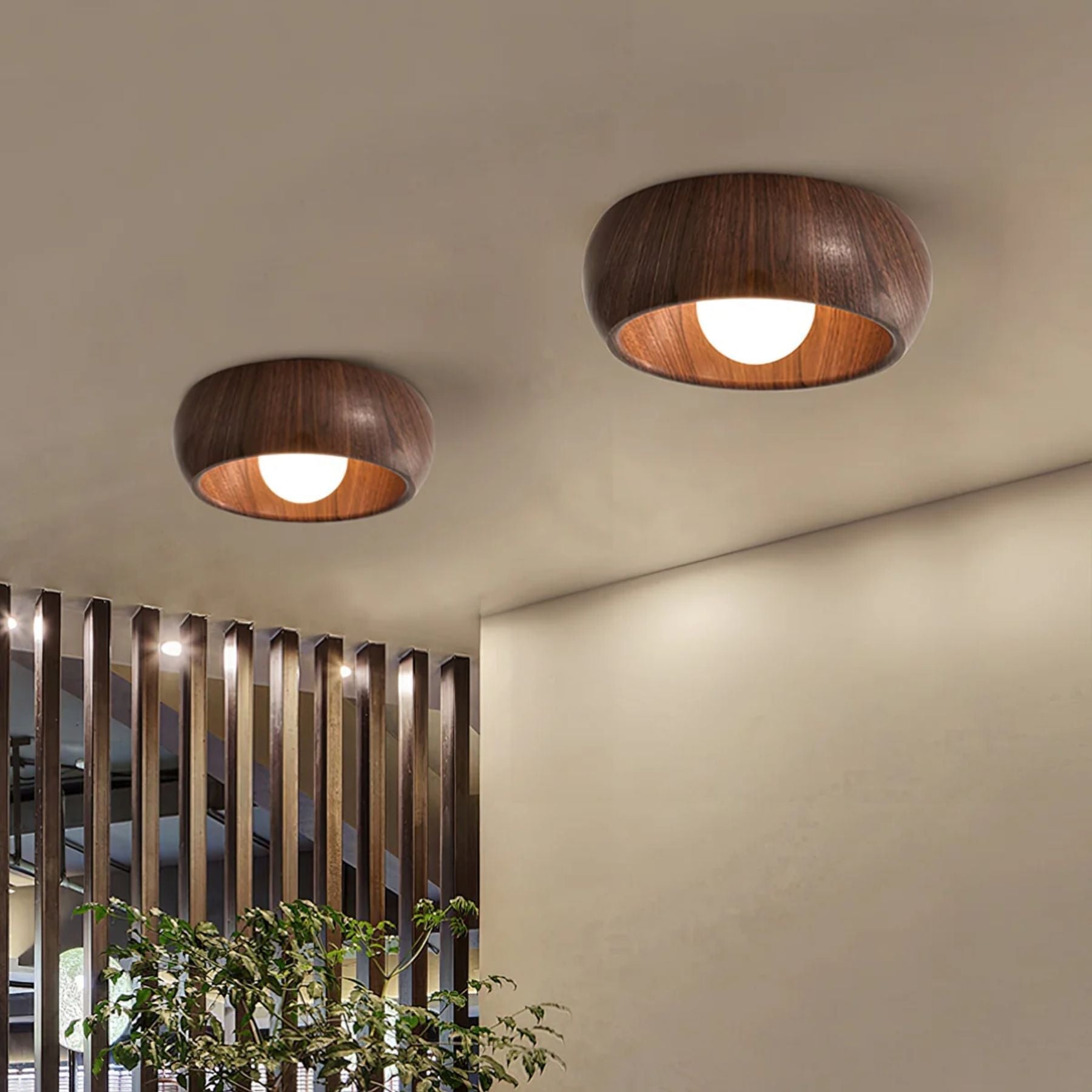 Luminária de Teto em Madeira Albanora com Acessório LED Moderno
