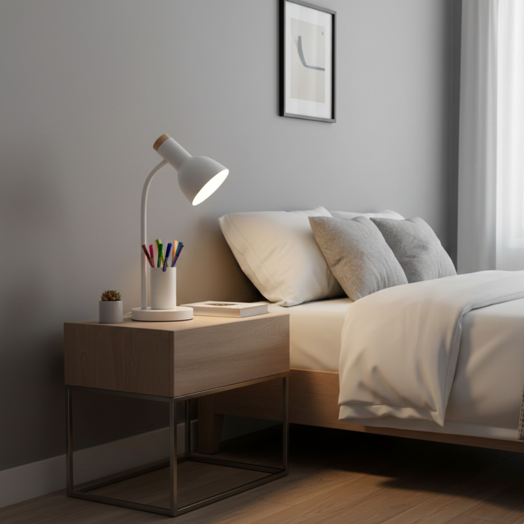 Lampada da tavolo a LED con portapenne per scrivania e spazio di lavoro | Rosalyssa