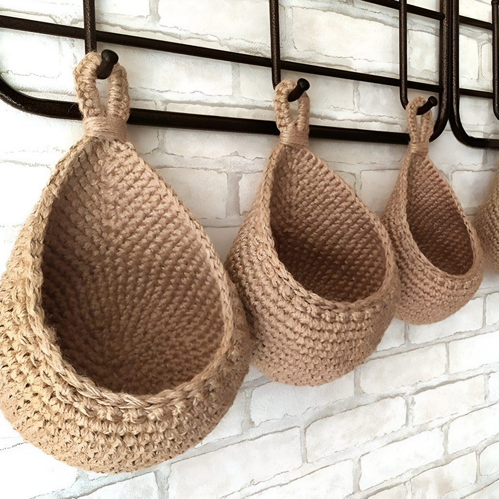Boho Handcrafted Hanging Basket For Rustic Home Decor Accent