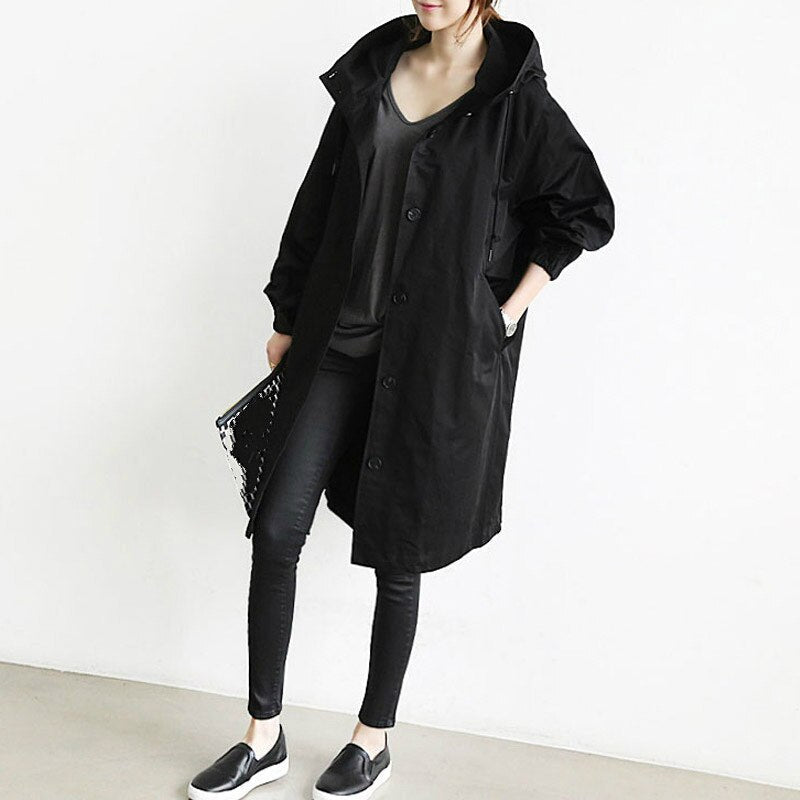 AuroraWeave Fashionable Trench Coat For Women Long Style Seasonal 2024