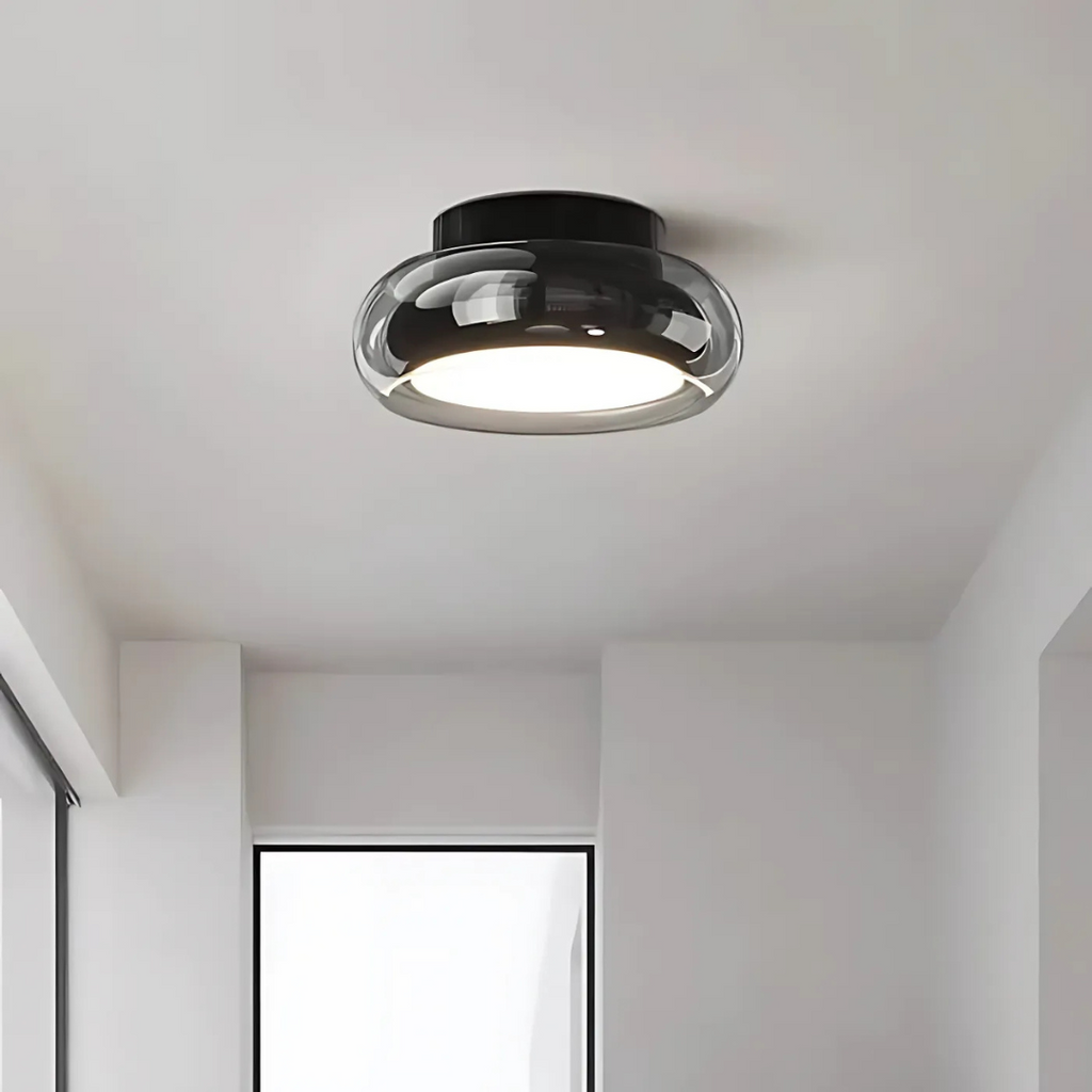 Stropní LED svítidlo z jantarového skla 24W v retro moderním stylu pro obývací pokoj a chodbu