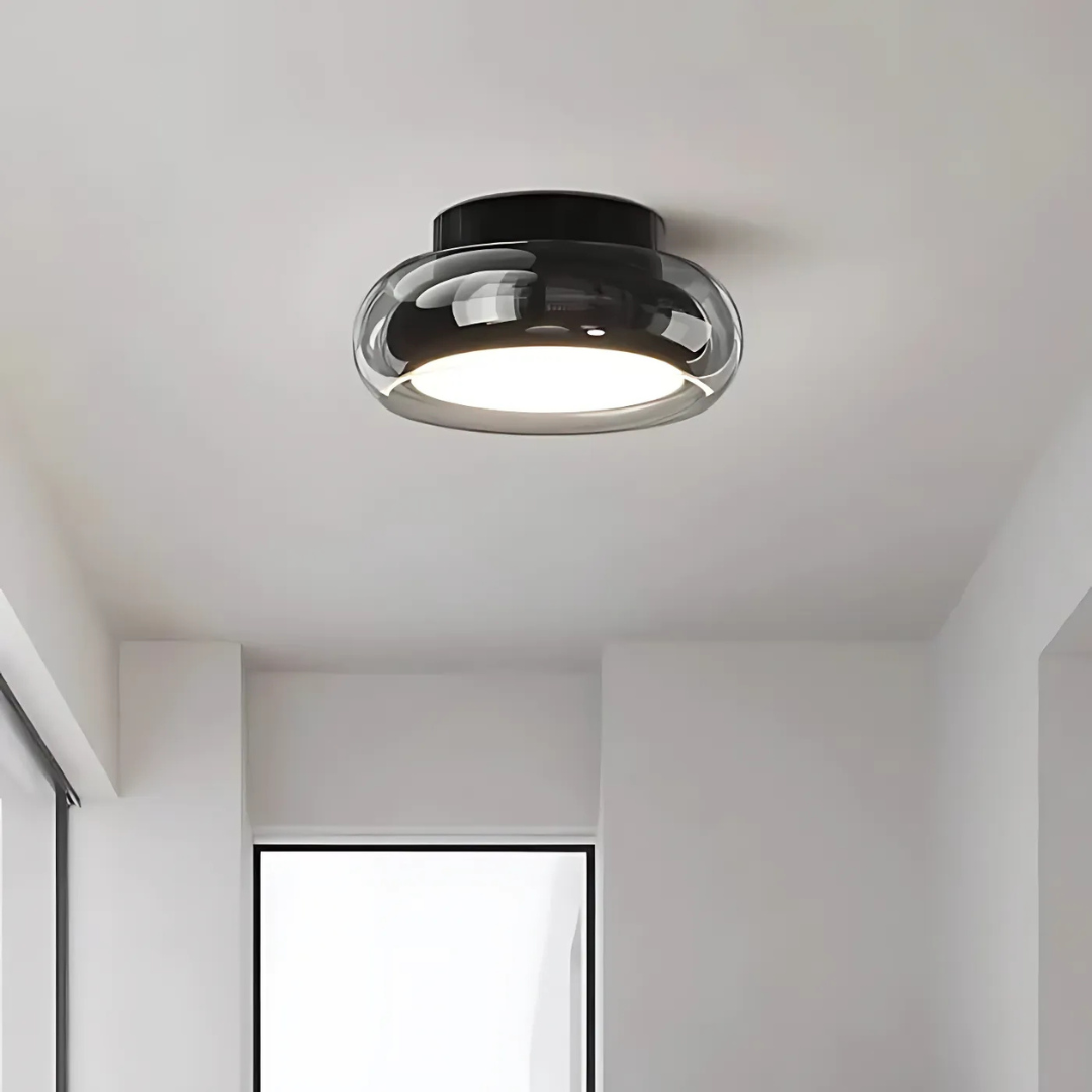 Stropní LED svítidlo z jantarového skla 24W v retro moderním stylu pro obývací pokoj a chodbu