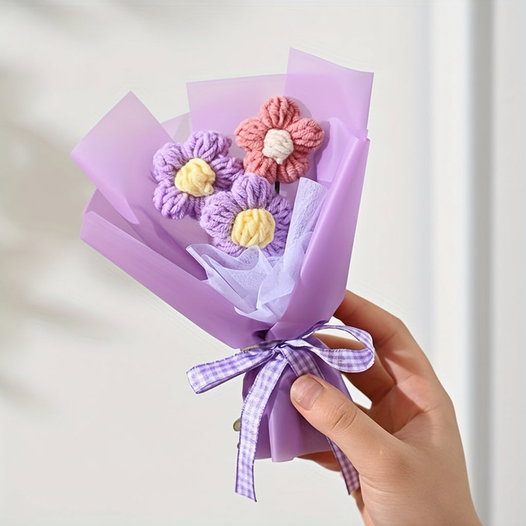 Bouquet di fiori in tessuto mini per la Festa della Mamma, regalo fatto a mano