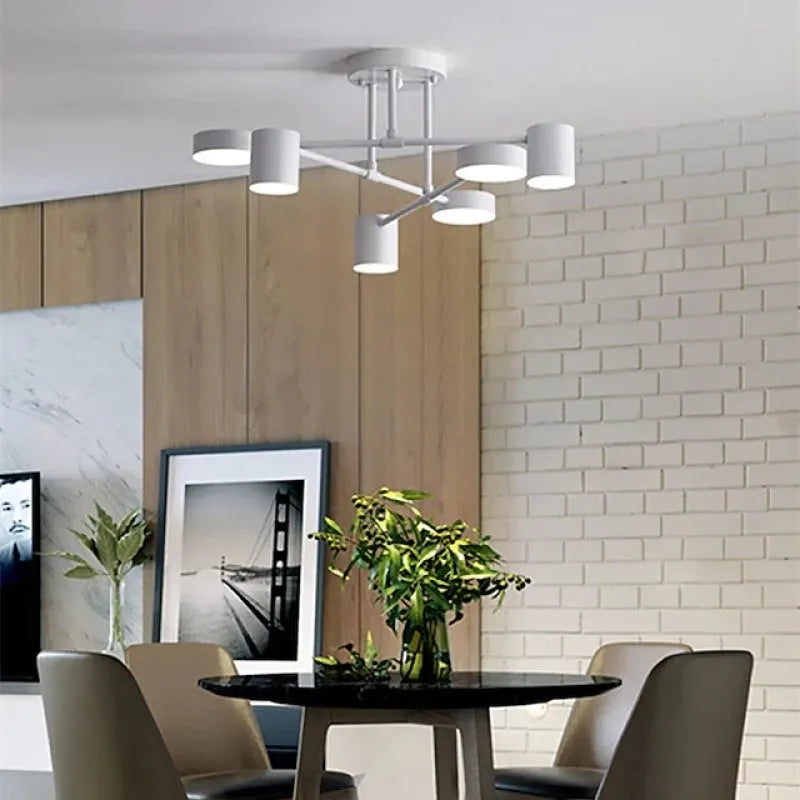 Lámpara de techo LED ajustable de seis luces, diseño moderno en negro