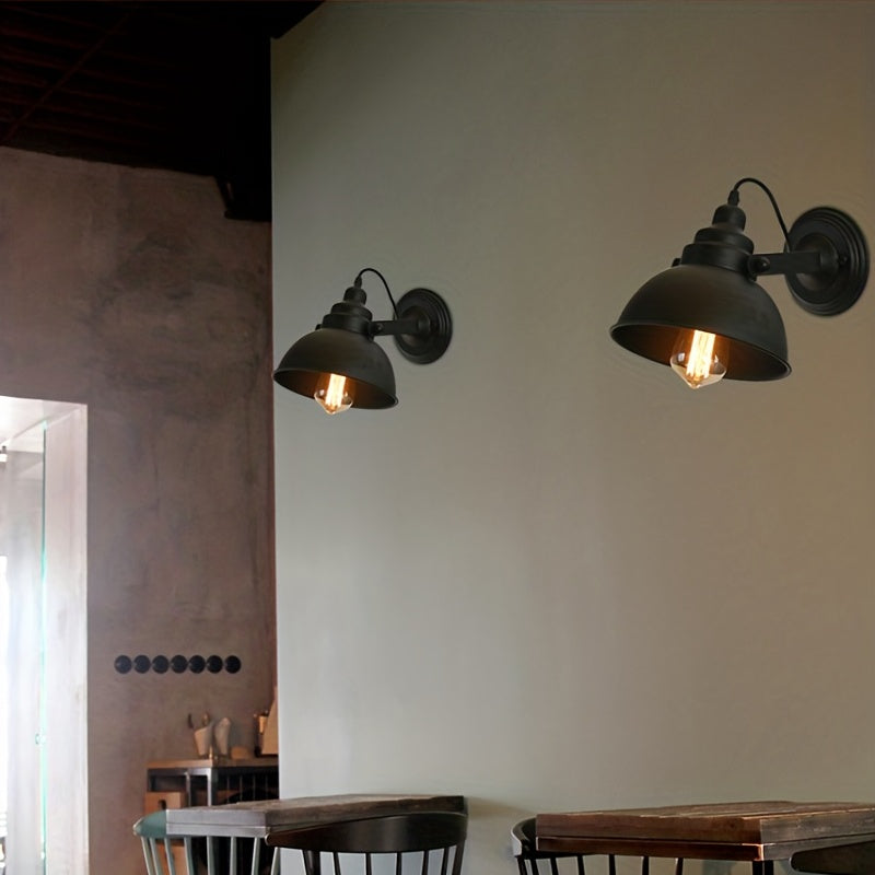 Lâmpada de Parede Retro Industrial com Braço Ajustável e Acabamento Preto Mate
