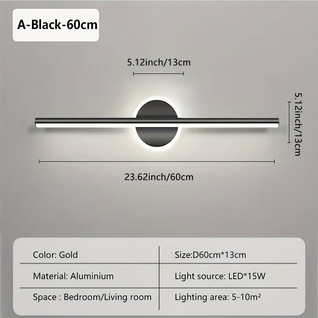 Luxusní LED nástěnné zrcadlo v černé a zlaté barvě, minimalistický styl