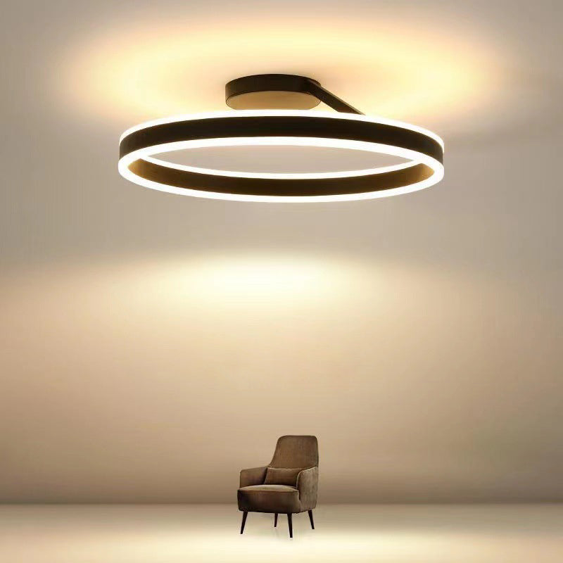 Plafonnier LED dimmable en anneau Métal et acrylique 50 cm Noir Blanc
