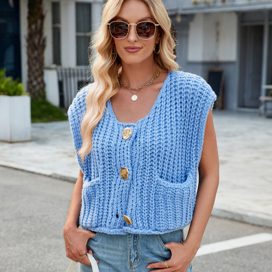 Chunky Knit Button Vest