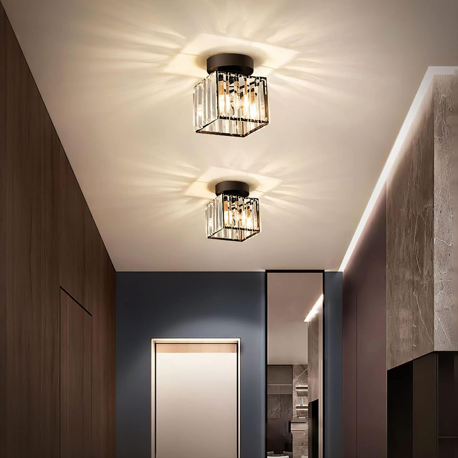 Crystal Ceiling Light E27, Surface Mounted, Modern Hall and Living Room