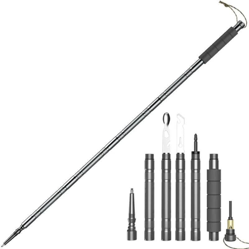 PathGuard TrekMate Tactical Hiking Pole With Multi Tool For Outdoor And Emergencies