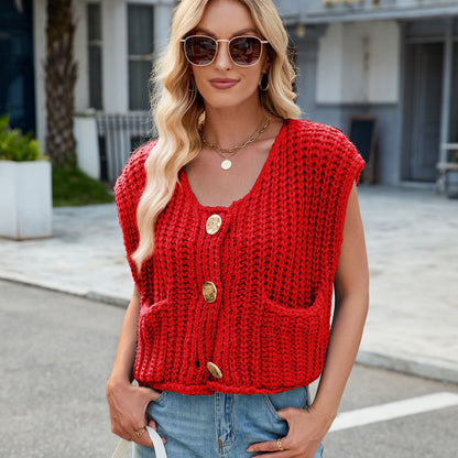 Chunky Knit Button Vest