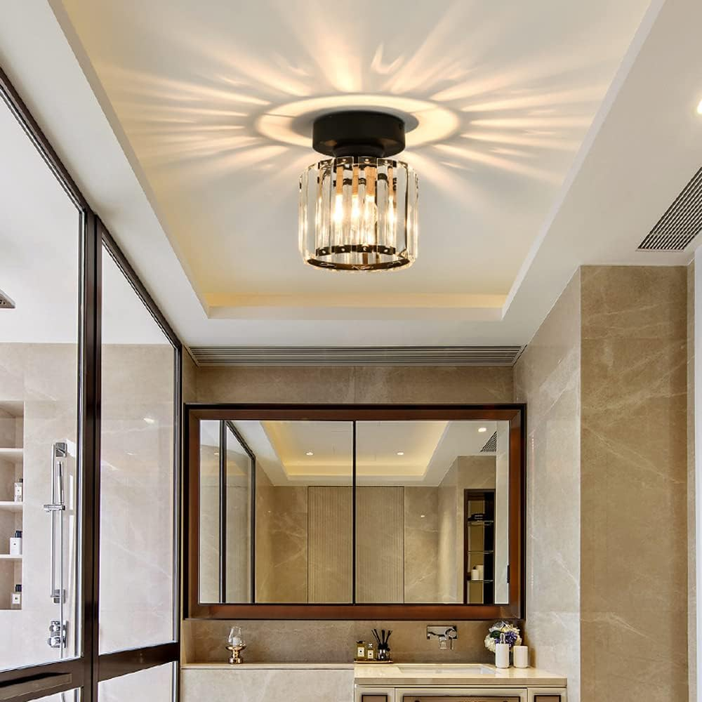 Crystal Ceiling Light E27, Surface Mounted, Modern Hall and Living Room