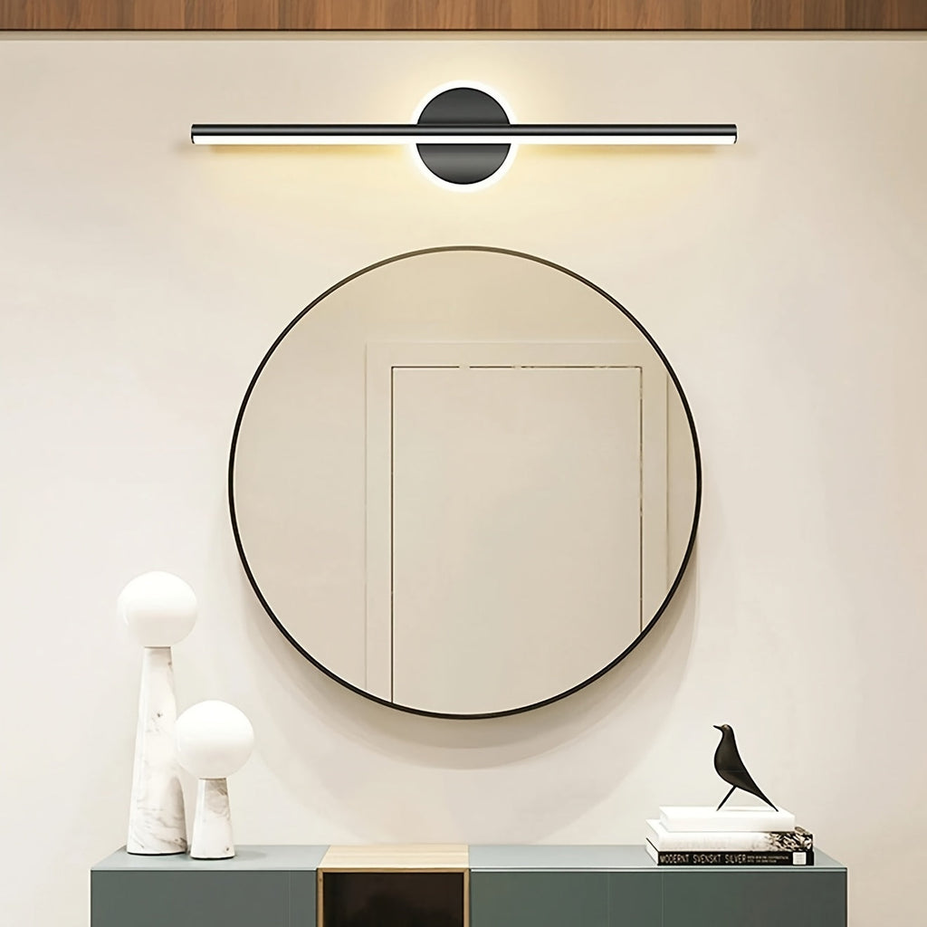 Luxusní LED nástěnné zrcadlo v černé a zlaté barvě, minimalistický styl
