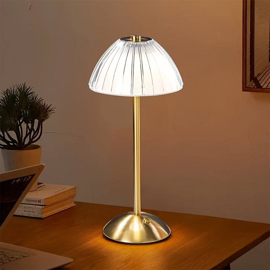 Golden Touch USB genopladelig bordlampe med krystalskærm