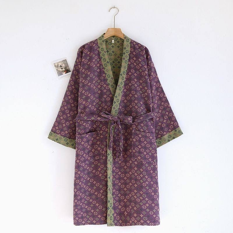 AeroLuma Reversible Kimono Bathrobe In Organic Cotton For Breathable Comfort