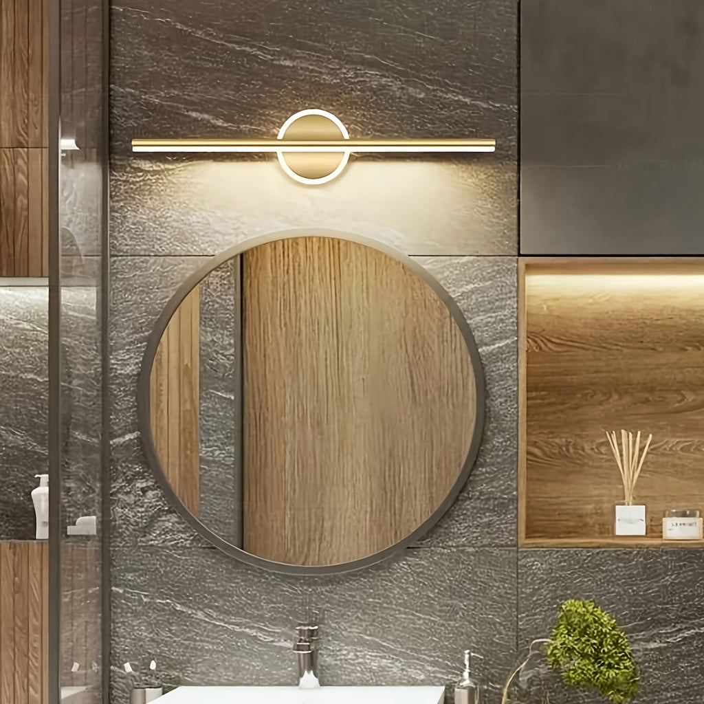 Luxusní LED nástěnné zrcadlo v černé a zlaté barvě, minimalistický styl