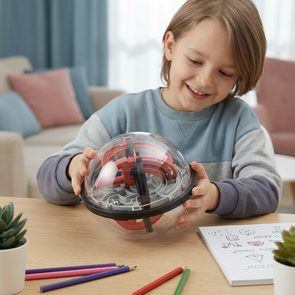 Hlavolamová hračka míček 3D bludiště pro soustředění a zábavu