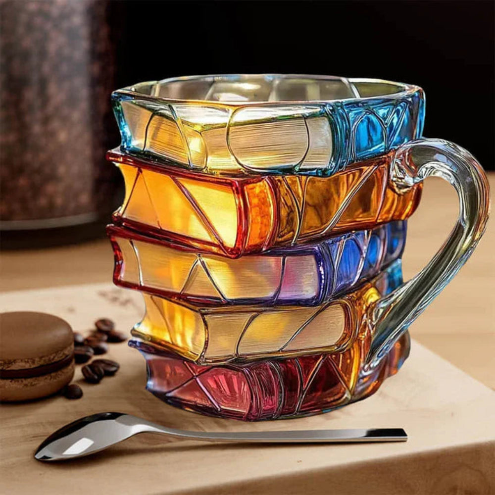 Tazza 3D per amanti del caffè con tema libro e decorazione da scrivania