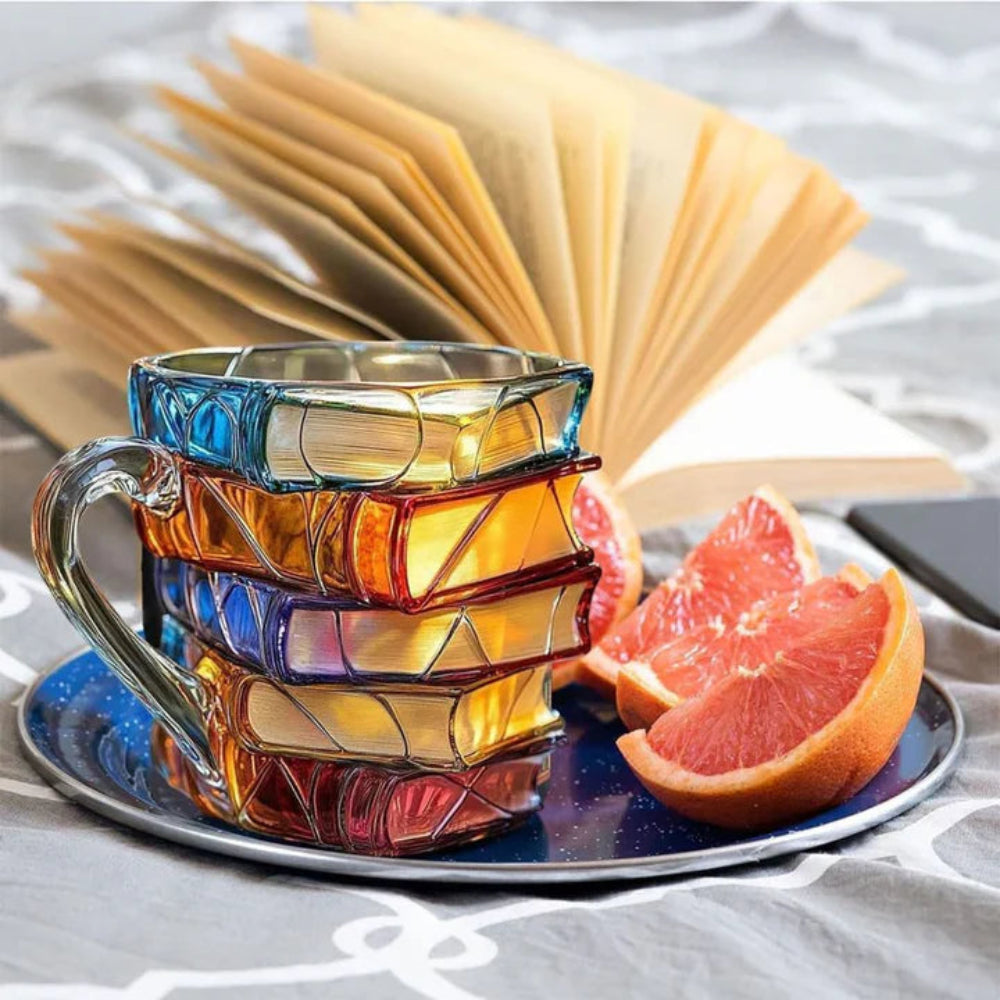 Tazza 3D per amanti del caffè con tema libro e decorazione da scrivania