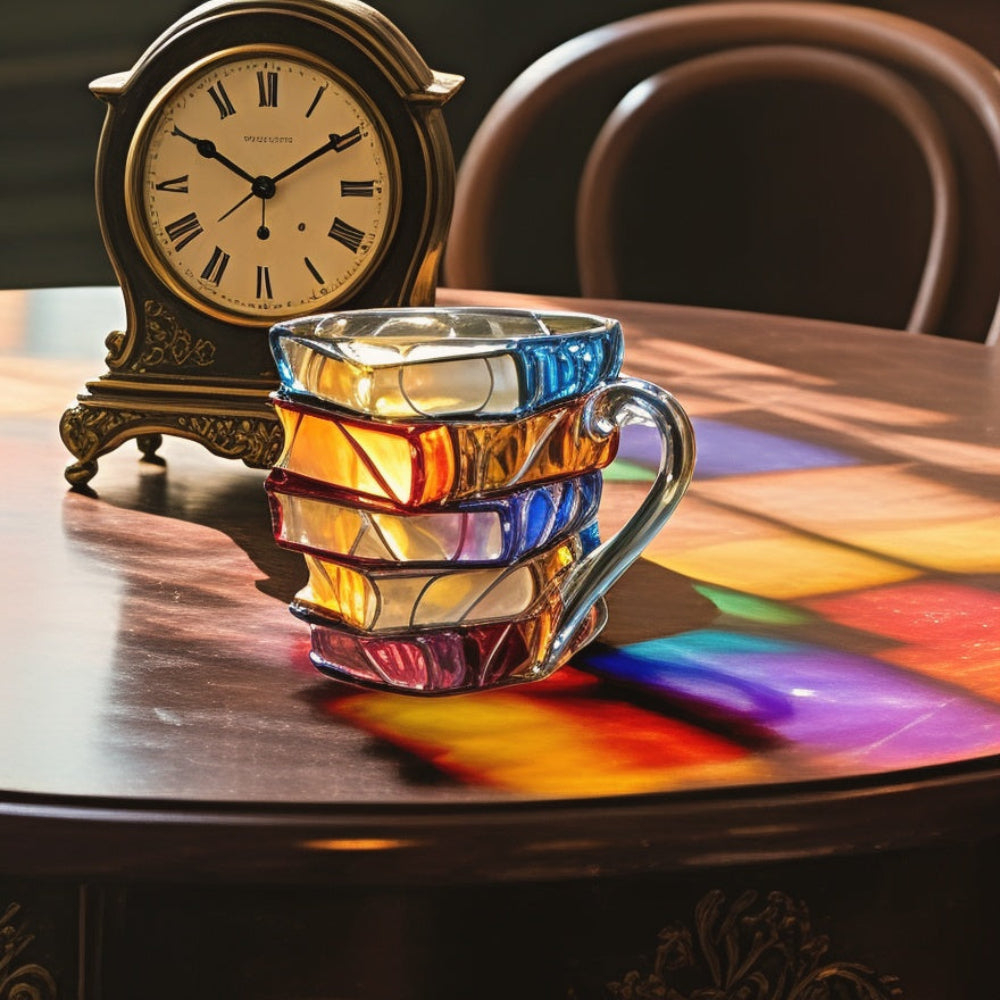 Tazza 3D per amanti del caffè con tema libro e decorazione da scrivania