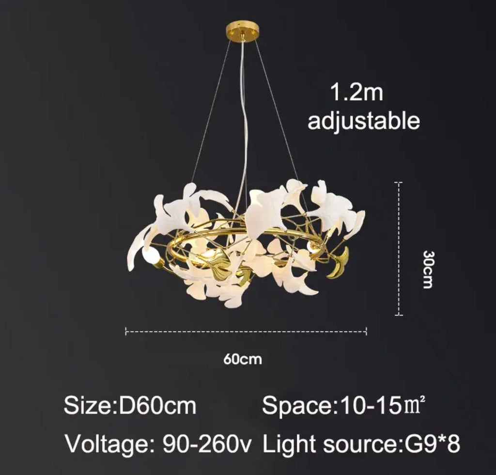 Aurelle Keramik-Blüten Kronleuchter mit satinierten Glasblüten und dimmbaren LED-Lampen