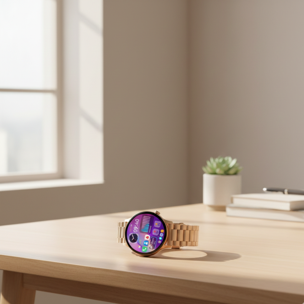 Montre connectée AMOLED pour femmes avec design étanche et appel Bluetooth | Rosalyssa