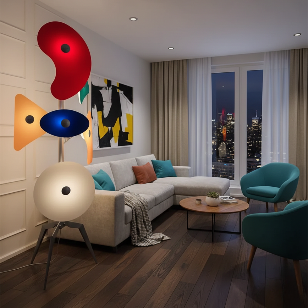 Barevně měnící LED stojací lampa pro moderní obytné prostory | Rosalyssa