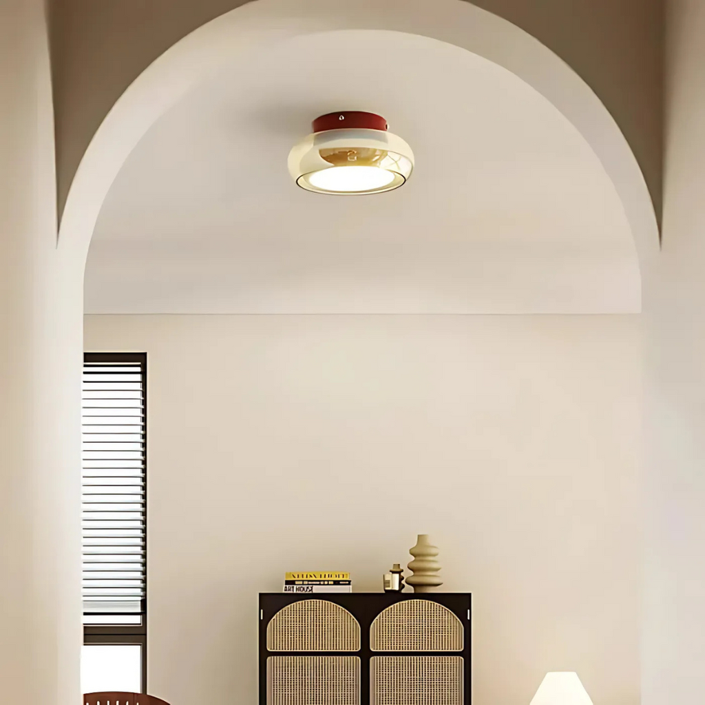 Stropní LED svítidlo z jantarového skla 24W v retro moderním stylu pro obývací pokoj a chodbu
