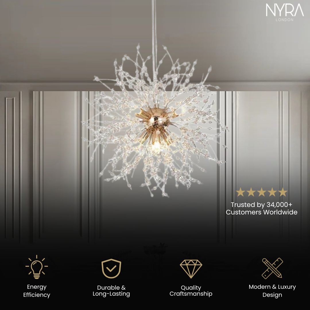 Dandelion Inspired Modern Pendant Light In Iron And Acrylic