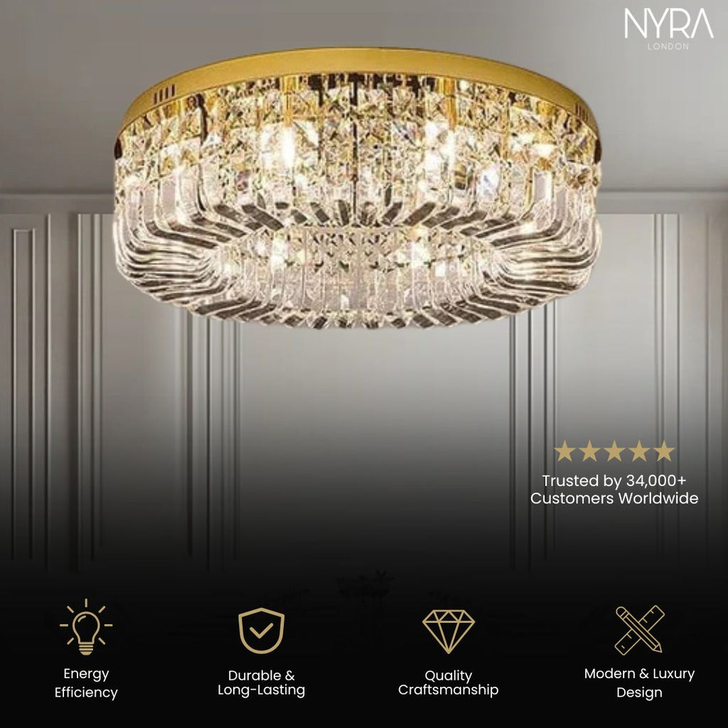 Aurelia Ring Crystal -kattokruunu tyylikkäisiin eteisiin ja olohuoneisiin