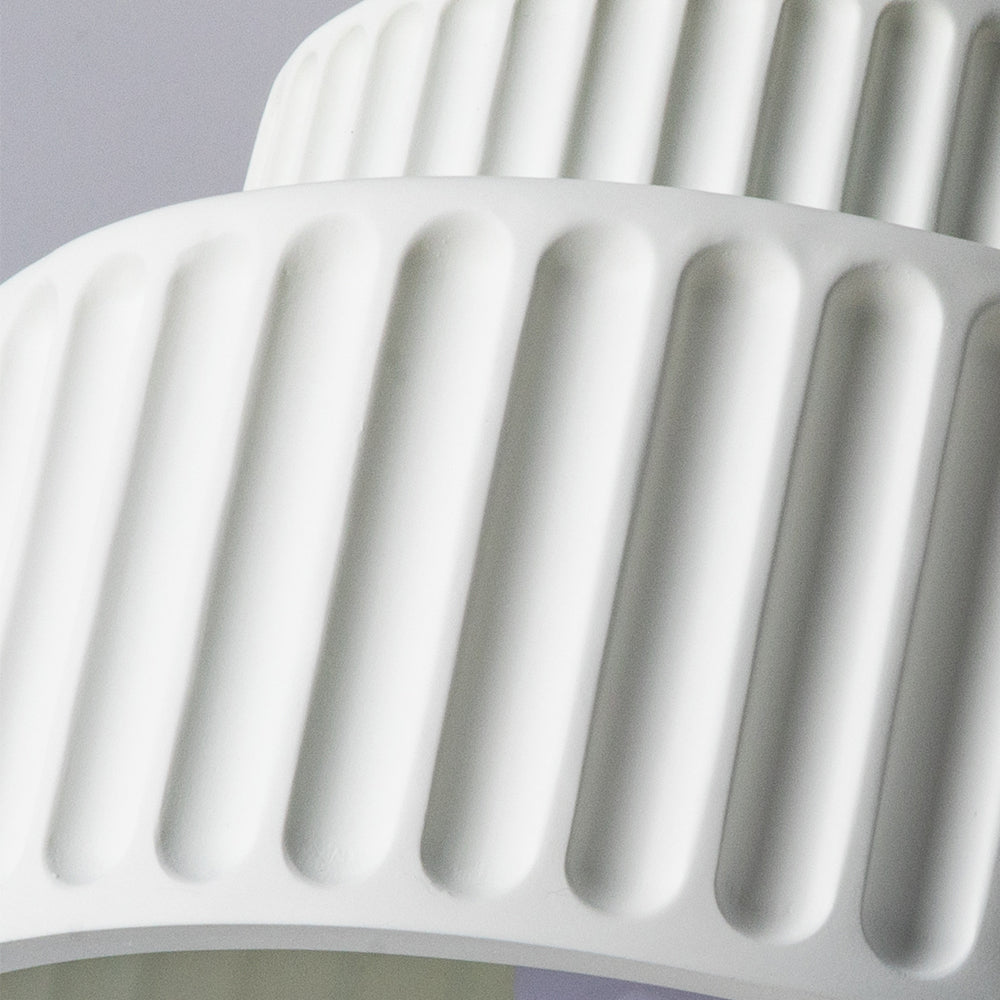 Lampada da soffitto in resina rigata E27 bianca design compatto retrò per soggiorno