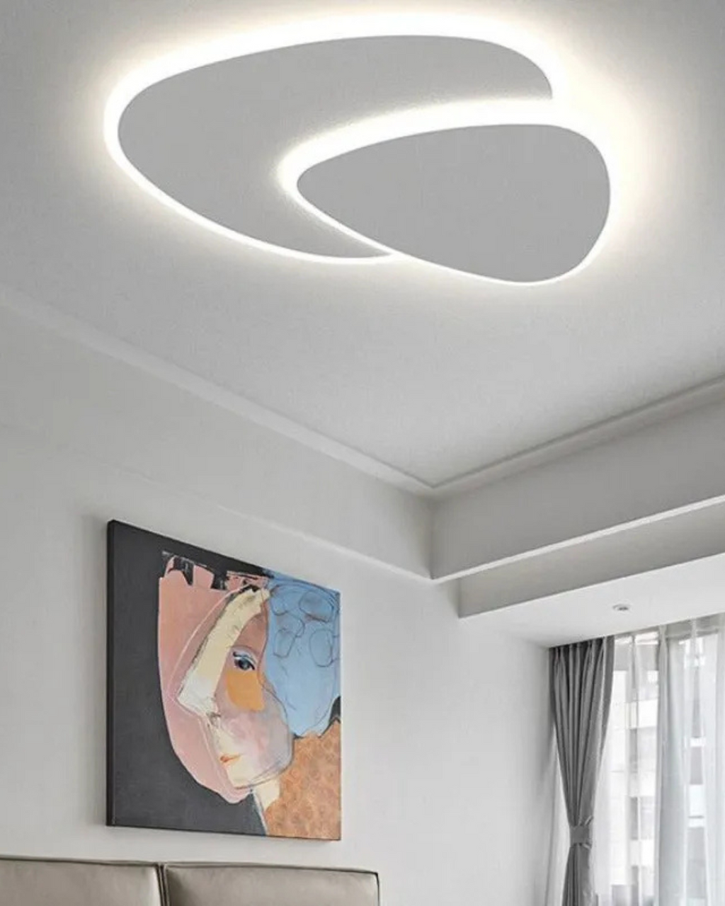 Asymmetrical Ceiling Light With LED Warm Glow For Modern Living Spaces