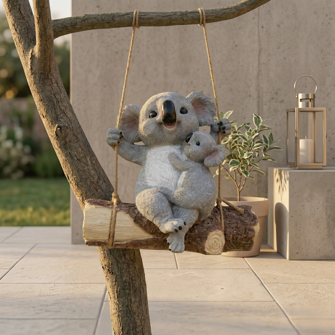 Koala Garden Swing Figurine for Enchanted Outdoor Decor | Rosalyssa