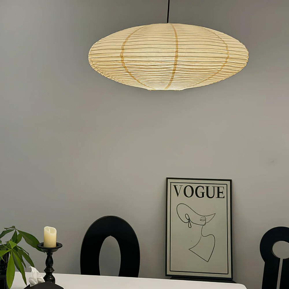 Lampada da soffitto Japandi in carta di gelso con LED bianco geometrico 50/60 cm