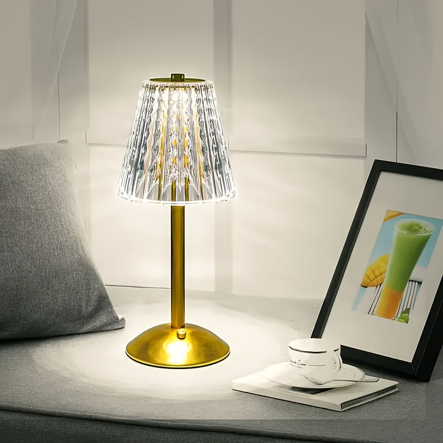 مصباح طاولة كريستال تاتش مع تعتيم بثلاثة ألوان وشحن USB