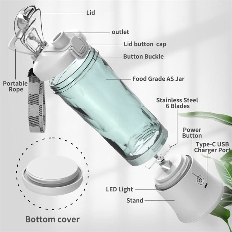 NovaBlend Pro Tragbarer Smoothie-Mixer mit 4000 mAh Akku und 600 ml Fassungsvermögen