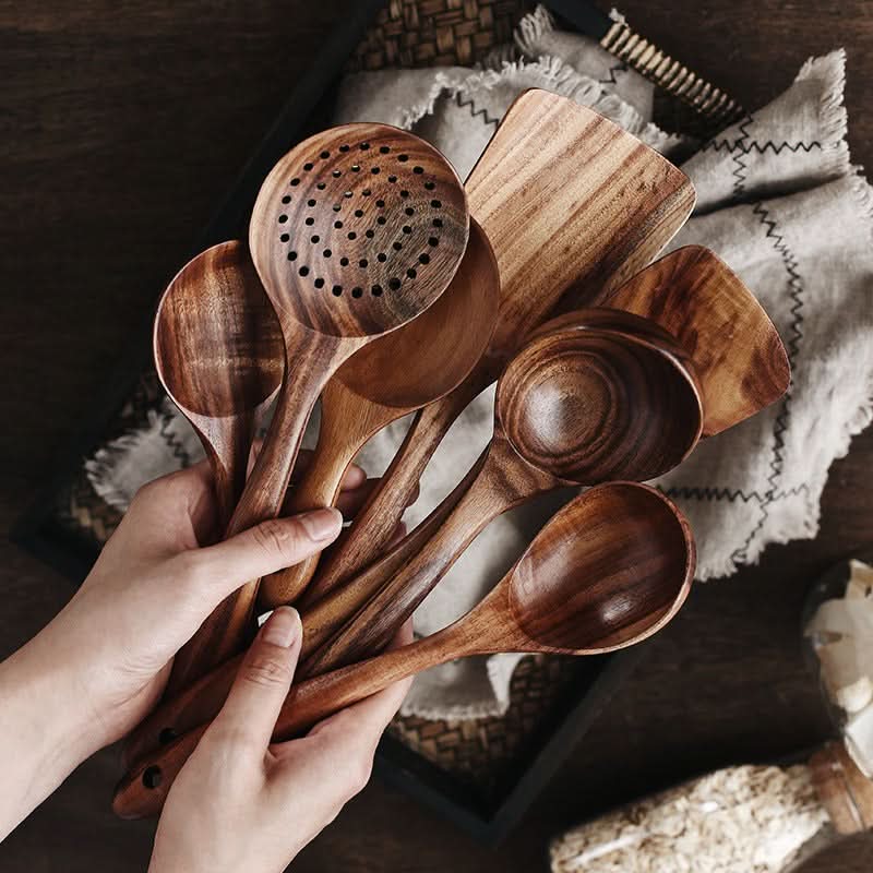 TimberGlow Teak Kitchen Utensil Set Durable And Stylish For Every Kitchen