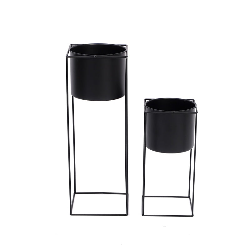 Black Metal Plant Stand For Indoor Use Rectangular Holder